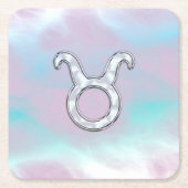 マザーオブパールスタイルタウロス〔占星術の〕十二宮図占星術 スクエアペーパーコースター (正面)