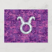 マザーオブパールタウロス〔占星術の〕十二宮図サインオンデジタル迷彩柄 ポストカード (正面)
