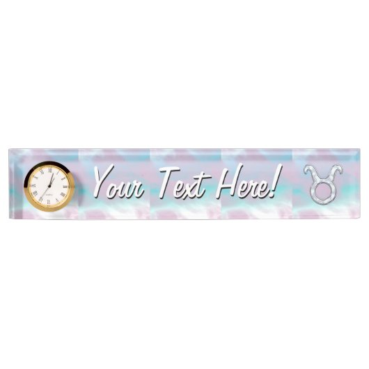 マザーオブパールタウロス〔占星術の〕十二宮図占星術 デスクネームプレート (正面)