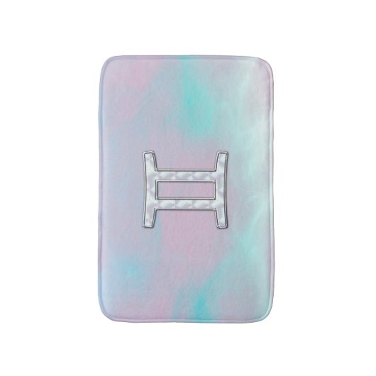 マザーオブパールデコールジェミニ〔占星術の〕十二宮図シンボル バスマット (正面縦)