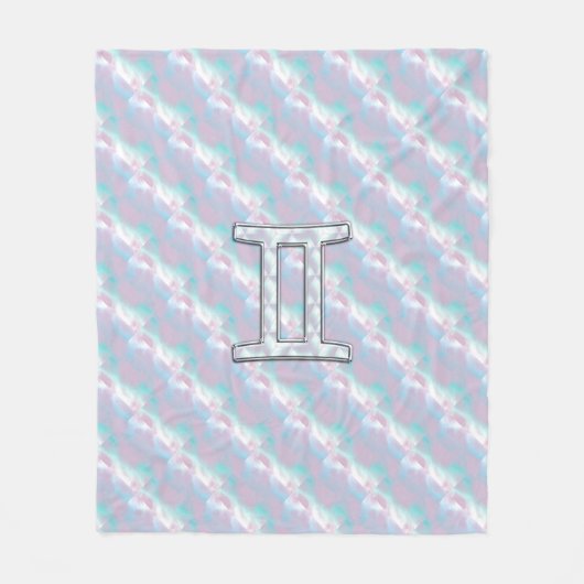 マザーオブパールデコールジェミニ〔占星術の〕十二宮図シンボル フリースブランケット (正面)