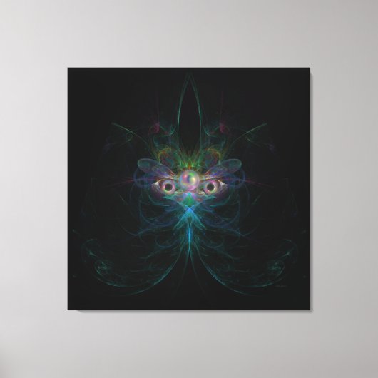 マザーオブパールバタフライエンジェルマルディグラスマスク キャンバスプリント (正面)