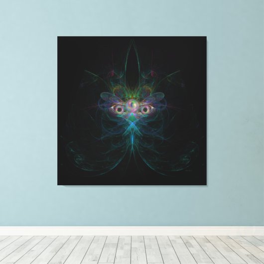 マザーオブパールバタフライエンジェルマルディグラスマスク キャンバスプリント (インサイチュ (ウッドフロア))