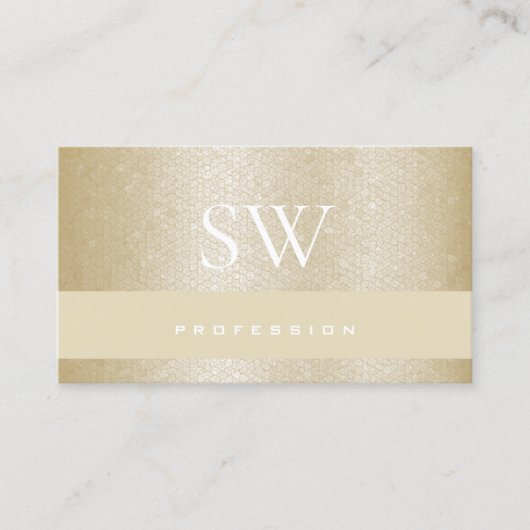 マザーオブパールパステルベージュパターンとイニシャル 名刺 (正面)