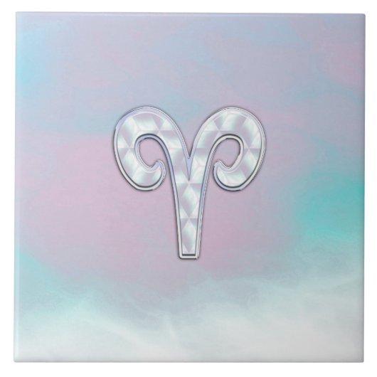 マザーオブパールモダンスタイルアリー〔占星術の〕十二宮図シンボル タイル (正面)