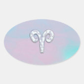 マザーオブパールモダンスタイルアリー〔占星術の〕十二宮図シンボル 楕円形シール (正面)