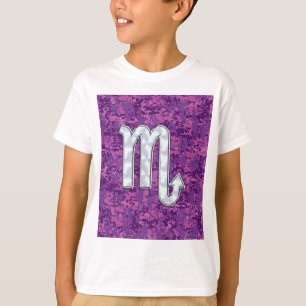 マザーオブパール蠍座〔占星術の〕十二宮図ピンクデジタル迷彩柄 Tシャツ