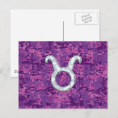 マザーオブパール・タウラス星座マーク デジタルカモフラージュ ポストカード (正面/裏面)