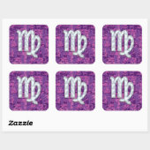 マザーオブパール《星座》乙女座〔占星術の〕十二宮図オンピンクデジタル迷彩柄 スクエアシール (シート)