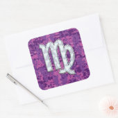 マザーオブパール《星座》乙女座〔占星術の〕十二宮図オンピンクデジタル迷彩柄 スクエアシール (封筒)