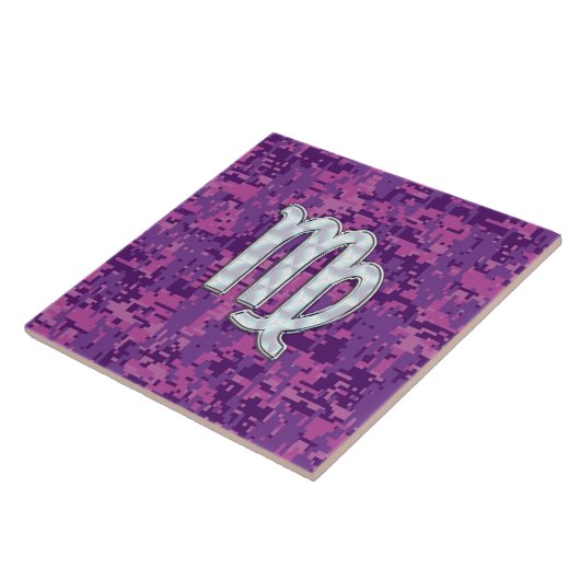 マザーオブパール《星座》乙女座〔占星術の〕十二宮図オンピンクデジタル迷彩柄 タイル (側面)