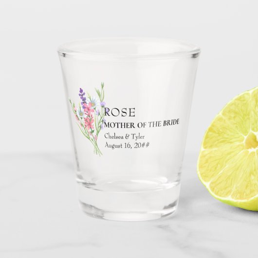 マザーオブブライドワイルドフラワーメドウ結婚式の引き出物 ショットグラス (正面)