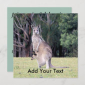 マザーカンガルーとベビージョーイ彼女のポーチ 招待状 (正面/裏面)