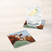 マザーガーンジー牛とかわいい子牛 スクエアペーパーコースター (インサイチュ)