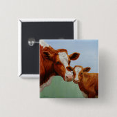 マザーガーンジー牛とかわいい子牛 缶バッジ (正面&裏面)