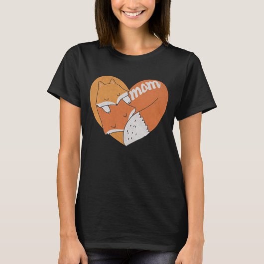 マザーキツネとベビーキツネラブ Tシャツ (正面)