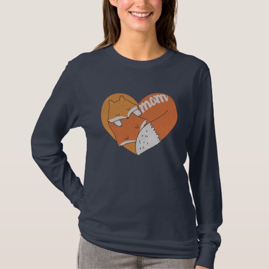 マザーキツネとベビーキツネラブTシャツ Tシャツ (正面)