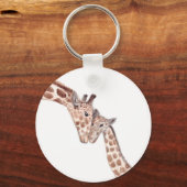 マザーキリンとベビーサファリ野生動物かわいい キーホルダー (正面)