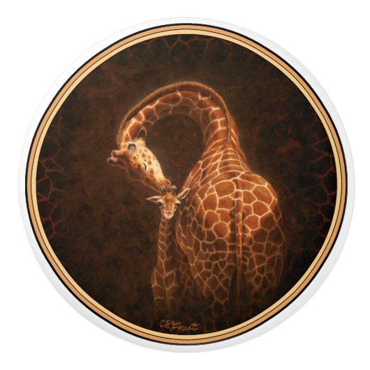 マザーキリンとベビー セラミックノブ (正面)