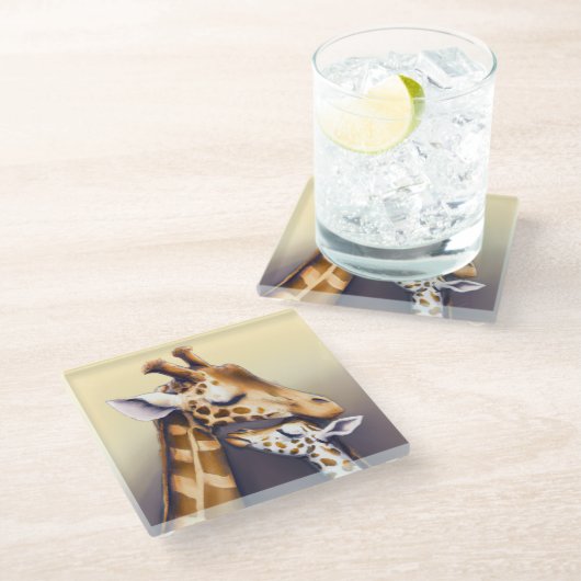 マザーキリン&カーフの感動の瞬間 ガラスコースター (アングル)