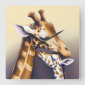 マザーキリン&カーフの感動の瞬間 スクエア壁時計 (正面)