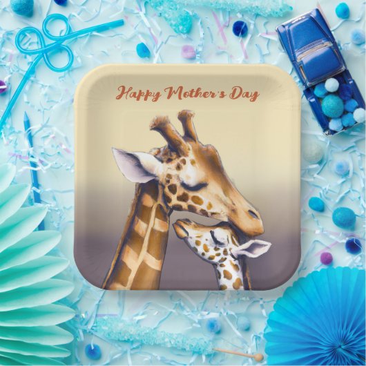 マザーキリン&カーフの感動の瞬間 ペーパープレート (パーティー)