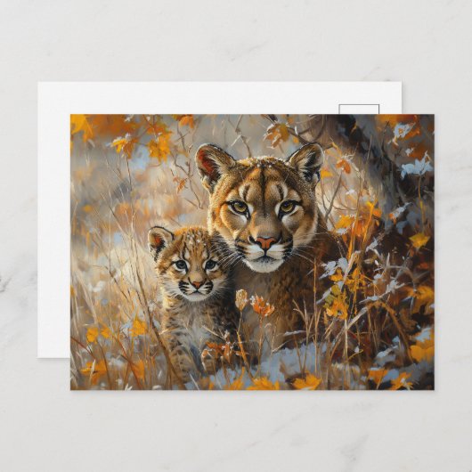 マザークーガーと彼女の子猫 ポストカード (正面/裏面)