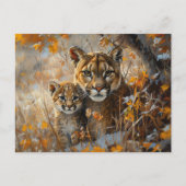 マザークーガーと彼女の子猫 ポストカード (正面)