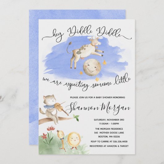 マザーグースのベビーシャワー招待状 招待状 (正面/裏面)