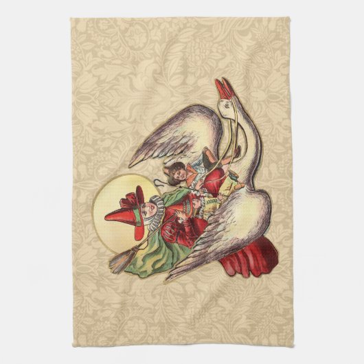 マザーグースチャイルドアンティークイラストレーション キッチンタオル (縦)