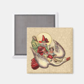 マザーグースチャイルドアンティークイラストレーション マグネット (正面/裏面)