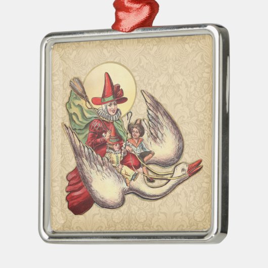 マザーグースチャイルドアンティークイラストレーション メタルオーナメント (左)
