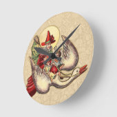 マザーグースチャイルドアンティークイラストレーション ラウンド壁時計 (傾斜)
