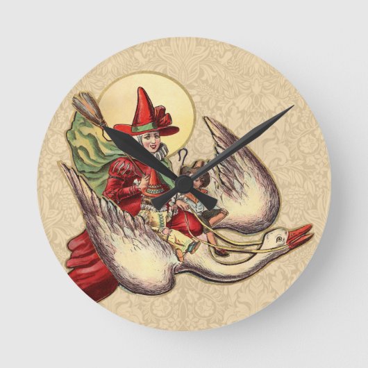 マザーグースチャイルドアンティークイラストレーション ラウンド壁時計 (正面)