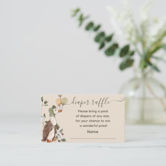 マザーグースバルーンおむつラッフルベビーシャワー エンクロージャーカード (スタンド正面)