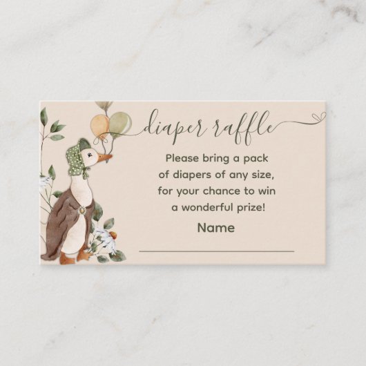 マザーグースバルーンおむつラッフルベビーシャワー エンクロージャーカード (正面)