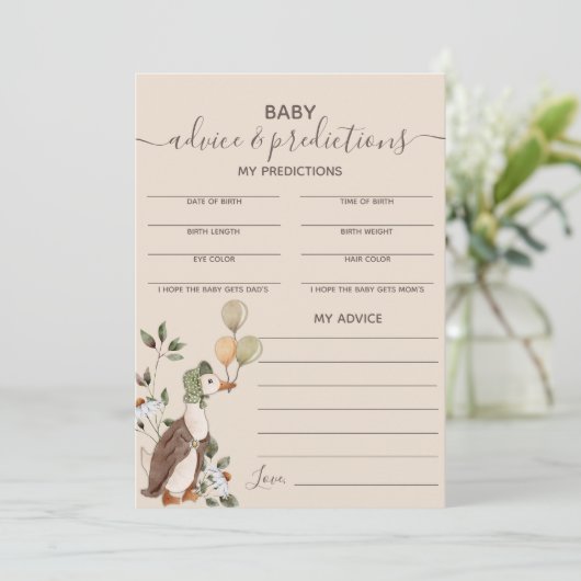 マザーグースベイビーシャワーアドバイス&予測カード 招待状 (スタンド正面)