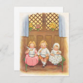 マザーグースヴィンテージ子供の子供部屋韻 招待状 (正面/裏面)