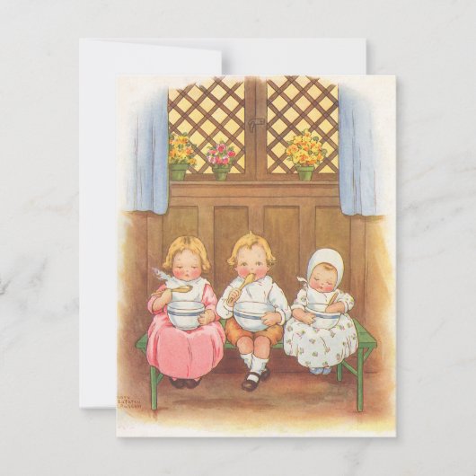 マザーグースヴィンテージ子供部屋ライムベビーシャワー 招待状 (正面)