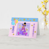 マザーグース子供部屋は、1歳の誕生日テンプレートを押韻する カード (黄色い花)