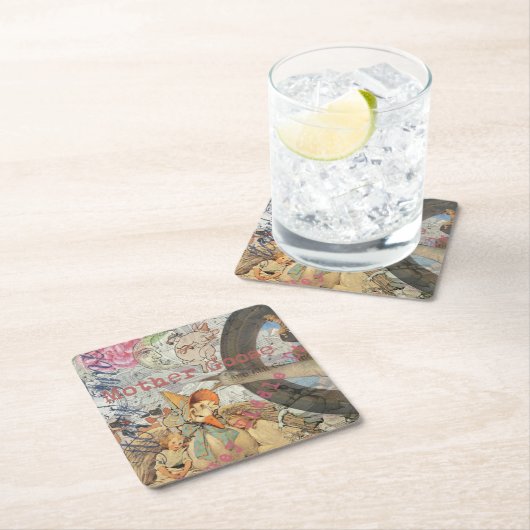 マザーグース子供部屋ライムフェアリー スクエアペーパーコースター (インサイチュ)