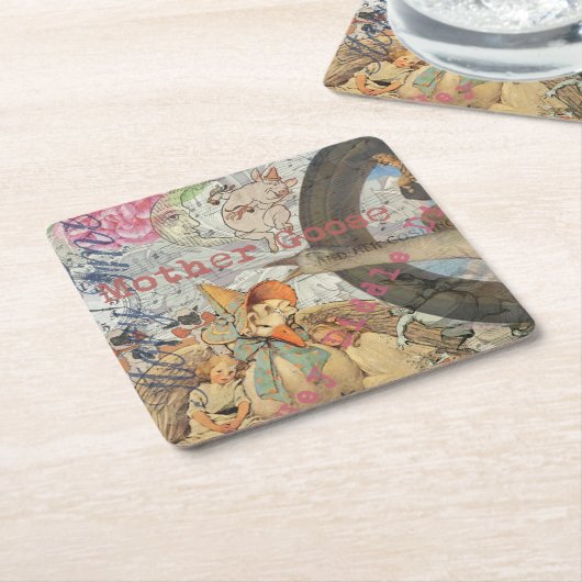 マザーグース子供部屋ライムフェアリー スクエアペーパーコースター (アングル)