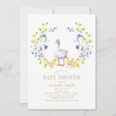 マザーグース子供部屋韻フローラガールベイビーシャワー 招待状 (正面)