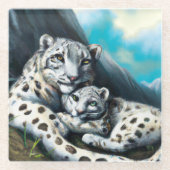 マザースノーヒョウとカッブin the Mountains ガラスコースター (正面)