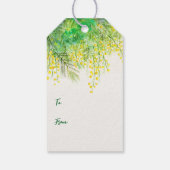 マザーズの日イエローミモザの水色絵を描の ギフトタグ (裏面)