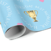 マザーズカスタムデイトロフィー文字ブルー ラッピングペーパー (ロールコーナー)