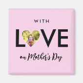 マザーズカスタムデイ写真ピンクハート枠 マグネット (正面)