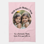 マザーズカスタムデイ写真ピンク キッチンタオル (縦)