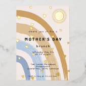 マザーズデイおもしろいブランチ虹 箔招待状 (正面)