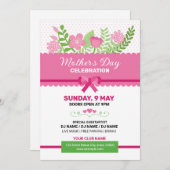 マザーズデイお祝いパーティの招待状フライヤー 招待状 (正面/裏面)